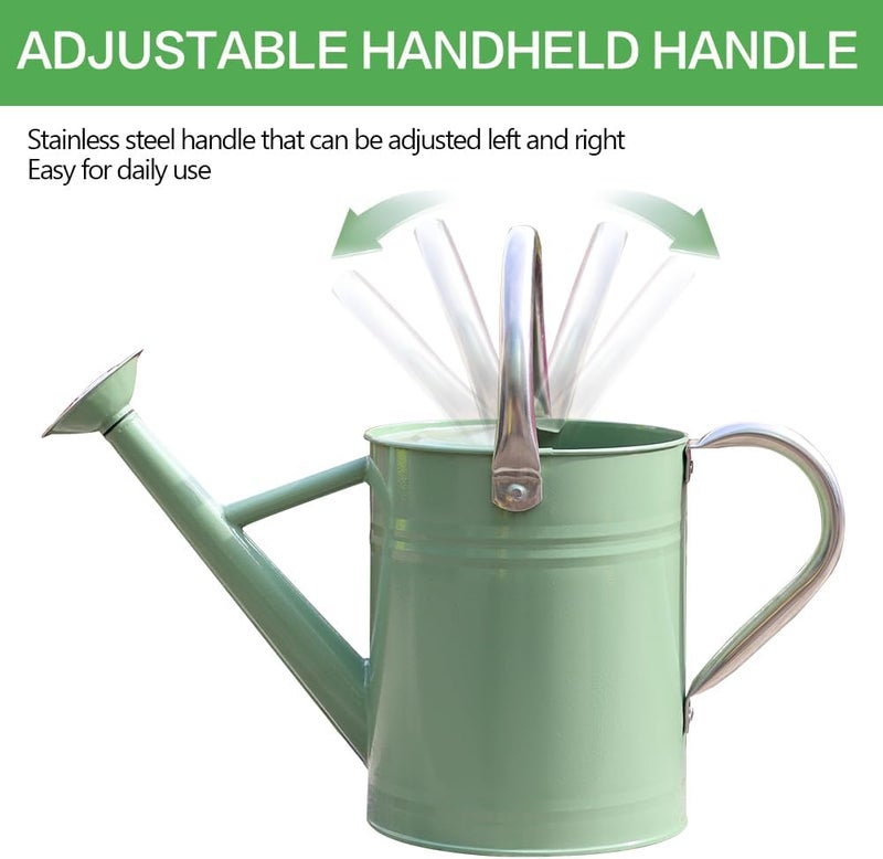 yourjoy Metal Watering Can, One Gallon Watering Cans Stainless Steel for Outdoor Indoor Garden Plants Watering (Cream Green) - Image 4